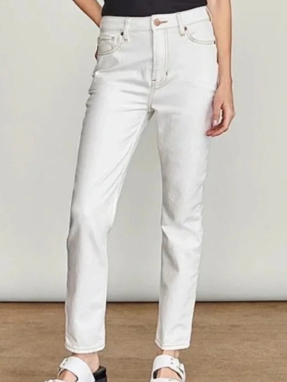 ELIZABETH AND JAMES The Vintage Straight High Rise Cropped Cream Jeans--NEW--31